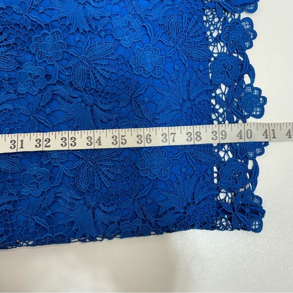 DVF Blue Viera Lace Sleeveless Shift Midi Dress V Neck 4 - Picture 3 of 11